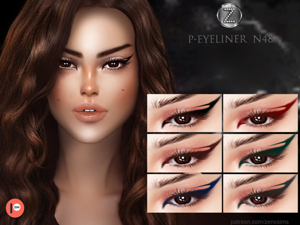 Sims 4 — [Patreon] - (Early Access) Eyeliner N48 by ZENX — -Base Game -All Age -For Female -6 colors -Works with all of