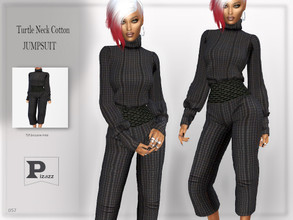 Sims 4 — Turtleneck Cotton Jumpsuit by pizazz — Turtleneck Cotton Jumpsuit for your female sims. Sims 4 games. Put
