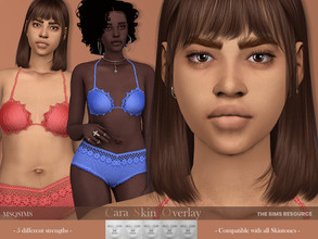 Sims 4 — Cara Skin Overlay by MSQSIMS — This skin overlay for female sims comes in 5 swatches in different strenghts. It