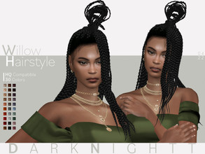 Sims 4 — Willow Hairstyle by DarkNighTt — Willow Hairstyle is a braided, updo, long hairstyle. 30 colors (20 Base