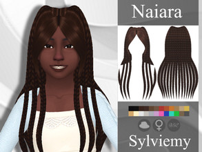 Sims 4 — Naiara Hairstyle (Child) by Sylviemy — Long Braids with Bangs New Mesh Maxis Match All Lods Base Game Compatible