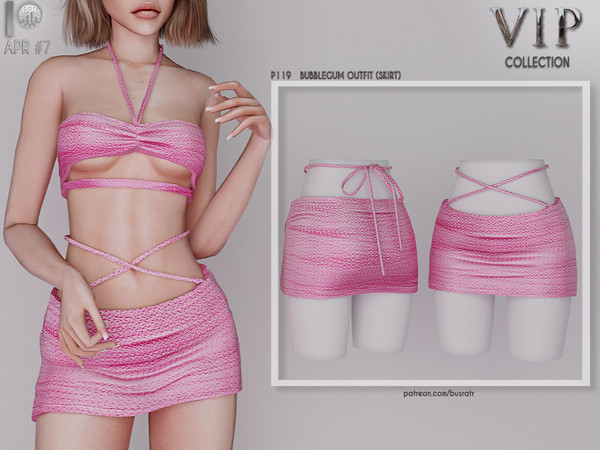 Sims 4 —  [PATREON]  (Early Access) BUBBLEGUM OUTFIT (SKIRT) P119 by busra-tr — 10 colors Adult-Elder-Teen-Young Adult