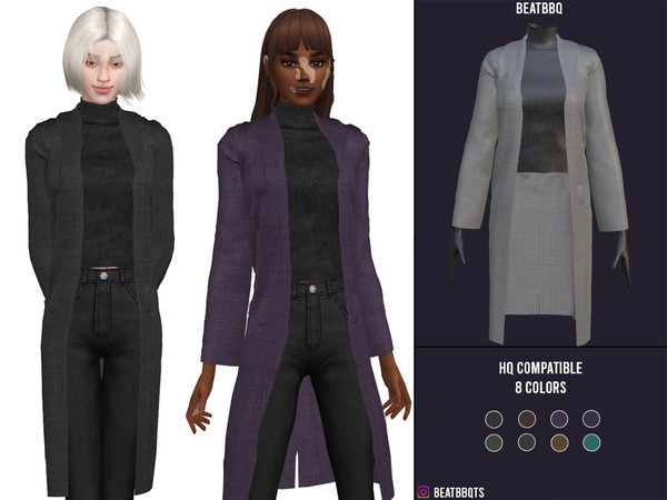 Sims 4 — BeatBBQ Coat by BeatBBQ — - 8 Colors - All Texture Maps - New Mesh (All LODs) - Custom Thumbnail - HQ Compatible