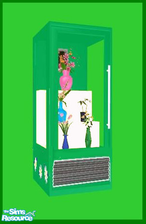 Sims 2 — Flower Shop 3 Flower Display Cooler Green by cat3cm — A decorative flower cooler for the flower shop set.