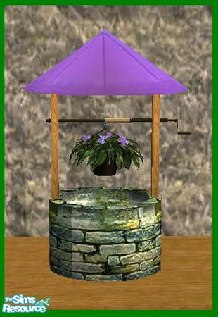 Sims 2 — Flower Shop 3 Miniature Wishing Well Purple by cat3cm — A new color for the miniature wishing well.