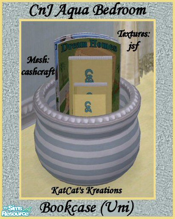 Sims 2 — CnJ Aqua Bedroom - Bookcase (Uni) by KatCat — Recolor of Cashcraft\'s \"Vintage Charm Bedroom - Bookcase