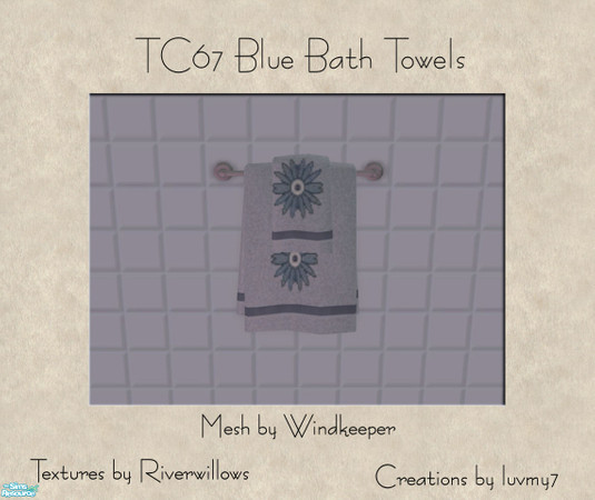 Sims 2 — TC67 Blue Bathroom Set -  Blue Bath Towels by luvmy7 — A very nice bath towel recolored to match my TC67 Blue