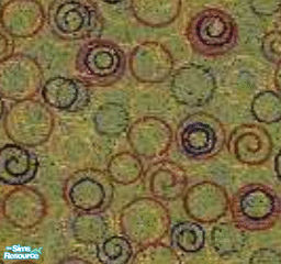 Sims 2 — Hobble Bobble by Ses — A pale green carpet with red and blue spiraling circles