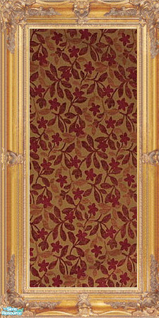 Sims 2 — jsf2GoldFrameLeaves by jsf — A gilded, aged, ornately hand carved, wooden frame holds textured, velvet tapestry