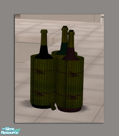Sims 2 — 3 Bottles Wrapped Green - #382453 by DOT — 3 Bottles Wrapped Green *GET MESH* Morrigan Tile. Sims2 by DOT at The