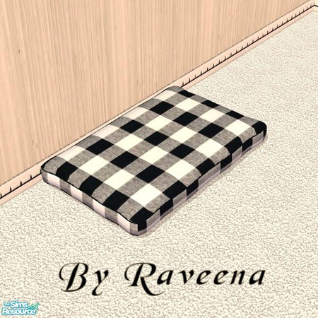 Sims 2 — Pet Pillows - Black Check by Raveena — Part of the Comfy Pet Pillow Set.