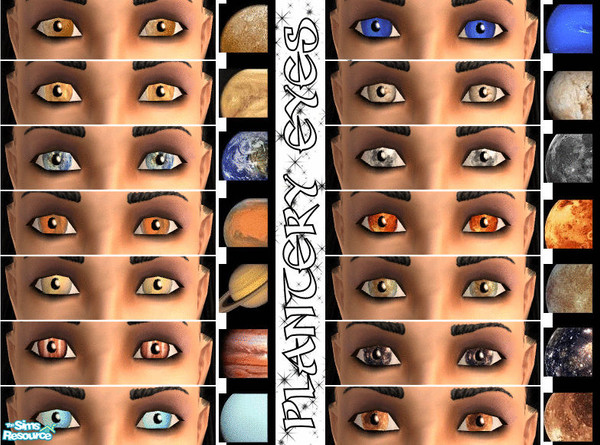 Sims 2 — Planetary Eyes by Ses — A set of celestial eye colours based on the Solar System