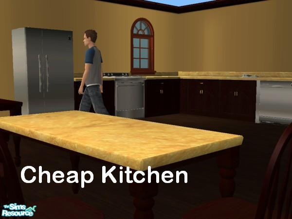 Sims 2 — Cheap Kitchen by simnamedchris — A cheap kitchen set. Includes: counter, fridge, sink, dishwasher, stove, two