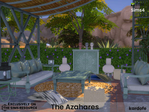 Sims 4 — The Azahares by kardofe — Set of furniture to decorate a nice corner in the garden, with a large pergola to