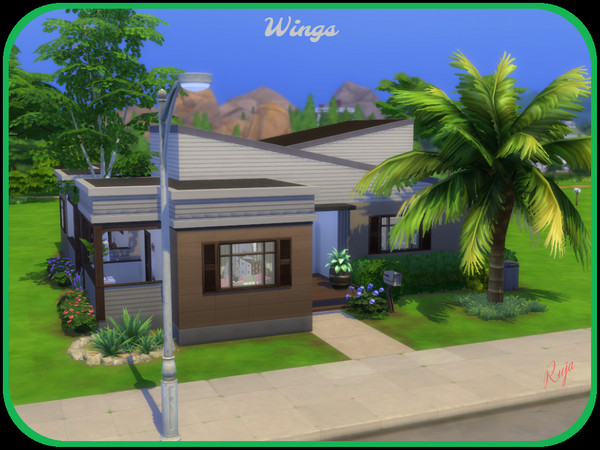 Sims 4 — Wings by ruja2 — Wings, a home for a large family. It has three bedrooms and two bathrooms. A large open concept