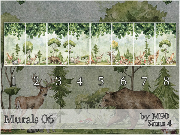 Sims 4 — Murals 06 by Mircia90 — Murals with animals.