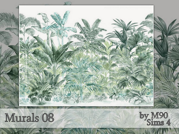 Sims 4 — Murals 08 by Mircia90 — Mural with jungle. Repeatable horizontally