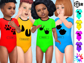 Sims 4 — Neon Paw Print Onesie by Pelineldis — Eight cute one-piece suits in neon colors and paw print for toddler boys
