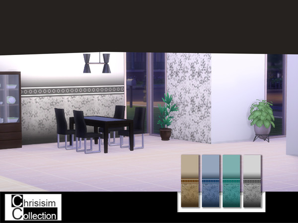 Sims 4 — Modern Wallpaper with Border by Chrisisim — A modern wallpaper with border and color matching pattern and plain