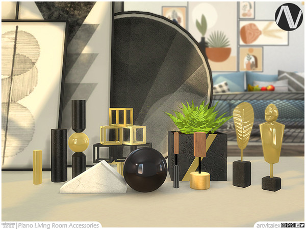 Sims 4 — Plano Living Room Accessories by ArtVitalex — Decoration Collection | All rights reserved | Belong to 2022