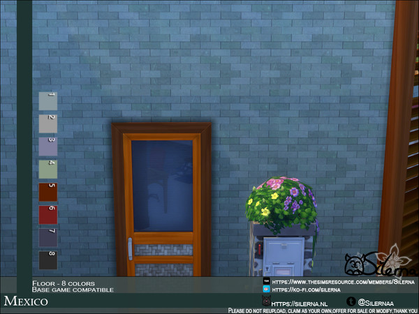 Sims 4 — Mexico by Silerna — - Basegame compatible - Wallpapers - Masonry - 8 different colors - Please do not reupload,