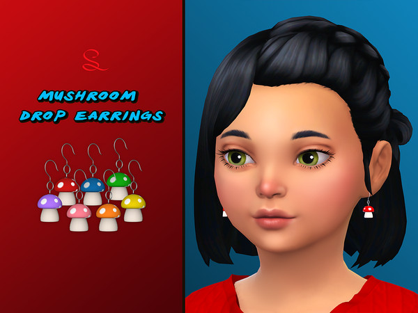 Sims 4 — Mushroom drop Earrings for Kids by simlasya — For kids All LODs New mesh 7 swatches HQ compatible Custom