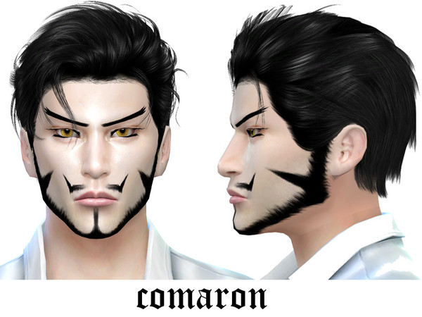 Sims 4 — one piece dracule mihawk beard facial hair anime by comaron — UPDATE: Added swatches without eyeliner/eyebrows!