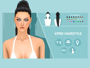 Sims 4 — Viper Hairstyle by simcelebrity00 — Hello Simmers! This long length, high pony, and hat compatible hairstyle is