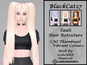 Sims 4 — LeahLillith Taali Hair Retexture (MESH NEEDED) by BlackCat27 — A cute long, straight double ponytail hairstyle