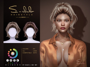 Sims 4 — High ponytail hairstyle(Eva) by S-Club — High ponytail hairstyle,20 base colors+colors sliders, support HQ mod
