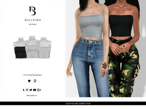 Sims 3 — Sleeveless Corset Top by Bill_Sims — This top features a sweat material with a sleeveless design and a corset