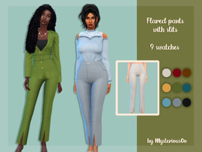 Sims 4 — Flared pants with slits by MysteriousOo — Flared pants with slits in 9 colors