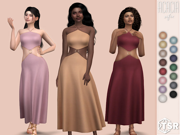Sims 4 — Acacia Dress by Sifix2 — A boho style dress available in 15 earthy colors for teen, young adult and adult sims.