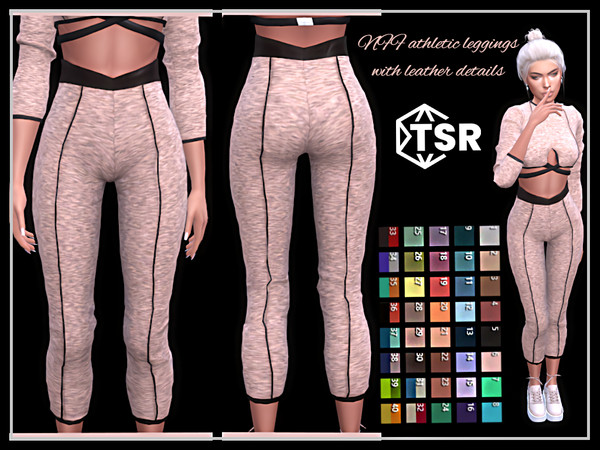 Sims 4 —  Athletic leggings with leather details by Nadiafabulousflow — Hi guys! This upload its an athletic leggings
