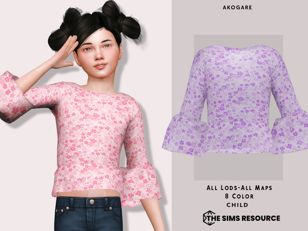 Sims 4 — Top No.152 by _Akogare_ — Akogare Top No.152 - 8 Colors - New Mesh (All LODs) - All Texture Maps - HQ Compatible