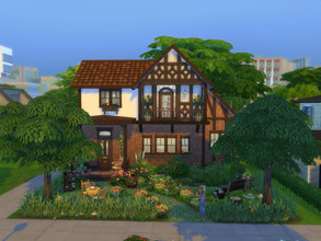 Sims 4 — Les Briques Rouges no cc by sgK452 — Solognote style house in red brick and dark wood. Vegetable garden, small