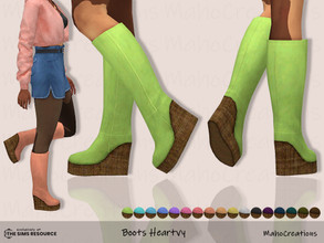 Sims 4 — Boots Heartvy by MahoCreations — Leather wedge boots with pants and skirts wearable. mesh edit basegame 17