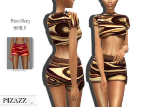 Sims 4 — Printed Shorty Shorts by pizazz — Printed Shorty Shorts for your sims 4 games. Female silk shorts, great to