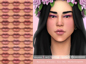 Sims 4 — Lucy Spring Lipstick by MSQSIMS — This glossy spring lipstick is available in 30 Swatches. It is suitable for