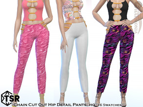 Sims 4 — Chain Cut-out Pants by Harmonia — New Mesh All Lods 16 Swatches HQ Please do not use my textures. Please do not