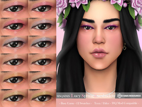 Sims 4 — Lucy Spring Eyeshadow by MSQSIMS — This glitter spring eyeshadow is available in 12 Swatches. It is suitable for