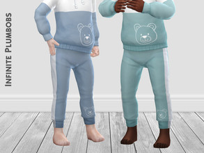Sims 4 — IP Toddler Teddy Bear Joggers by InfinitePlumbobs — Teddy Bear Joggers with Matching Hoodie Set for Toddlers