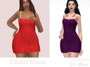 Sims 4 — Chain Dress by Dissia — Short dress with chain straps Available in 47 swatches