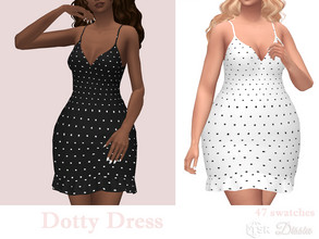 Sims 4 — Dotty Dress by Dissia — Short dotted dress with frilly bottom Available in 47 swatches