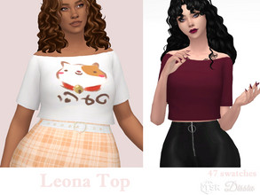 Sims 4 — Leona Top by Dissia — Short off the shoulder top Available in 47 swatches Print not included - you can find it