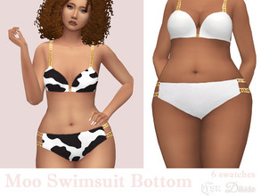 Sims 4 — Moo Swimsuit Bottom by Dissia — Swimwear bottom with chains on sides and cow or solid white or black colors ;)