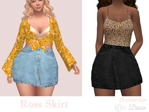 Sims 4 — Ross Skirt by Dissia — Short high waist jeans skirt Available in 10 swatches