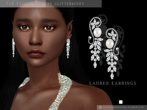 Sims 4 — Lauren Earrings by Glitterberryfly — A gorgeous diamond and pearl bridal style earring