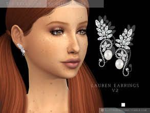Sims 4 — Lauren Earrings v2 by Glitterberryfly — Bridal styled earrings with pearls and diamonds