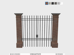 Sims 4 — Loft - Brick fence double gate by Syboubou — Brick double gate that will fit the Loft fence, available in 6